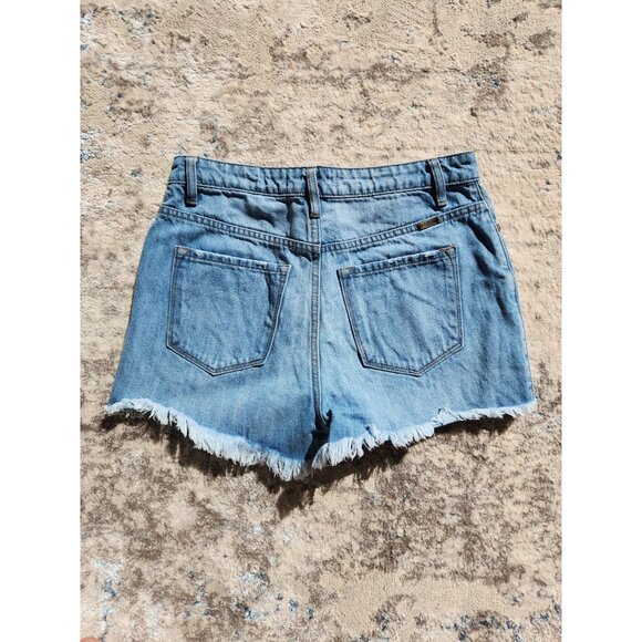KanCan Women's Size‎ 27 Medium Wash Frayed Hem Denim Shorts - Picture 1 of 2